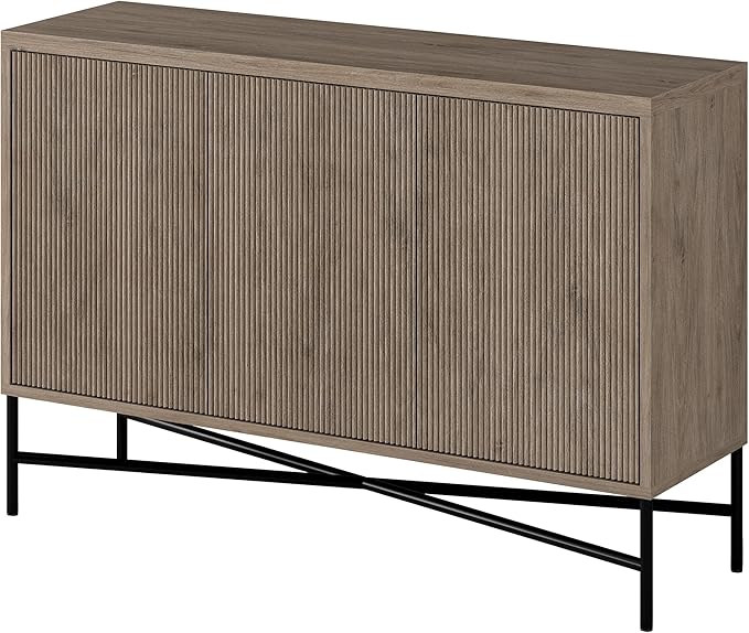 Henn&Hart 48" Wide Rectangular Buffet Table in Weathered Gray, for Home, Living Room, Bedroom, Entertainment Room, Office
