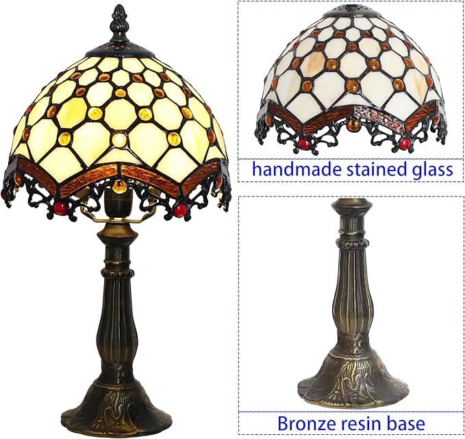 Tiffany Table lamp 8-inch Retro Stained Glass lamp Suitable for bedrooms Beside The Bed Living Room Night Lights and Home Offices
