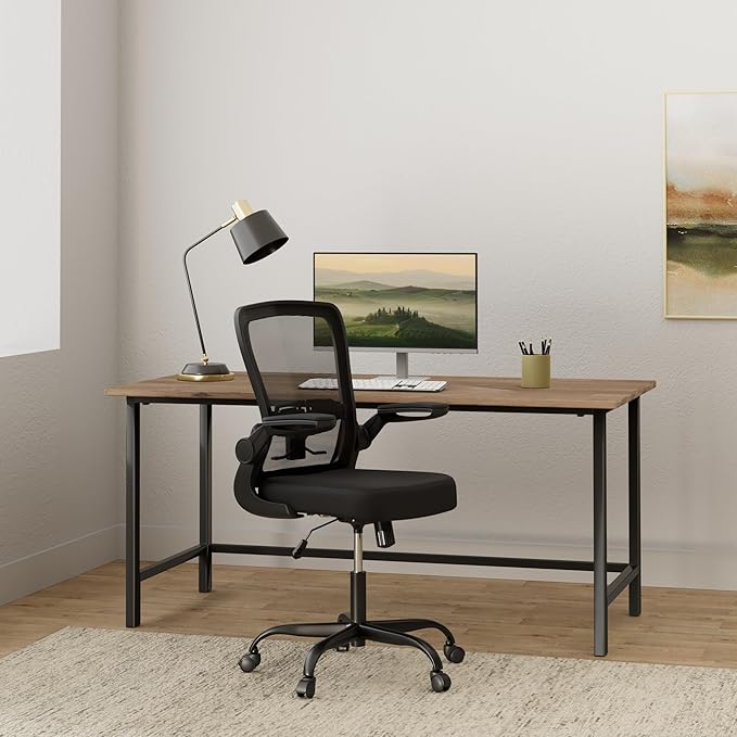 DEVAISE Office Chair, Ergonomic Desk Chair with Flip-up Armrests and Lumbar Support,Home Desk Chair Comfy with Adjustable Office Chair 300 lb Capacity, Black