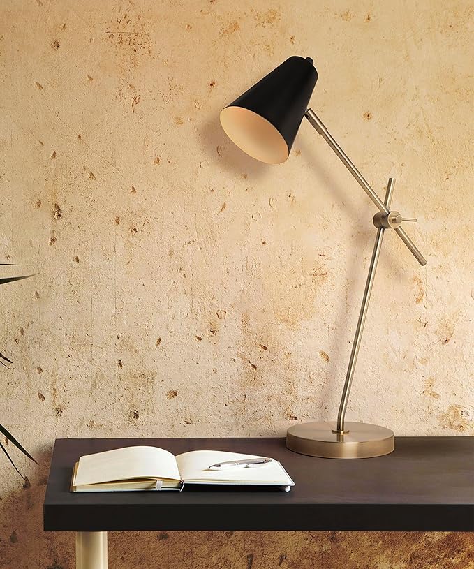 HarvestLand HaloBar Reading Lamps – Adjustable Black Table Lamps, Industrial Table lamp with Solid Base for Home Office, Study and Reading, Desk Lamps for Home Office