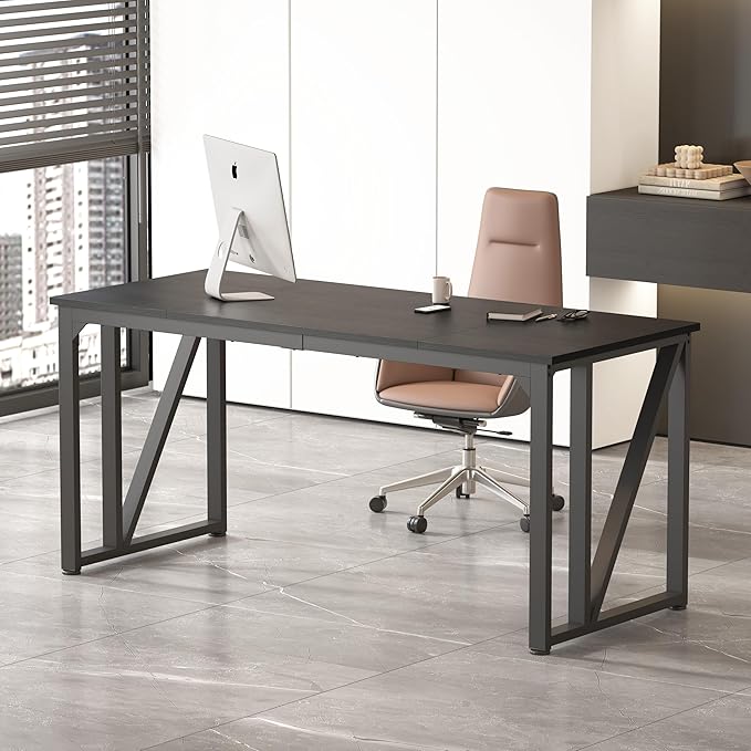 NSdirect Computer Desk 63×23.68 Inch Gaming Desk with Deeper & Thicker Desktop, Office Desk Work Desk for Home Office, Black