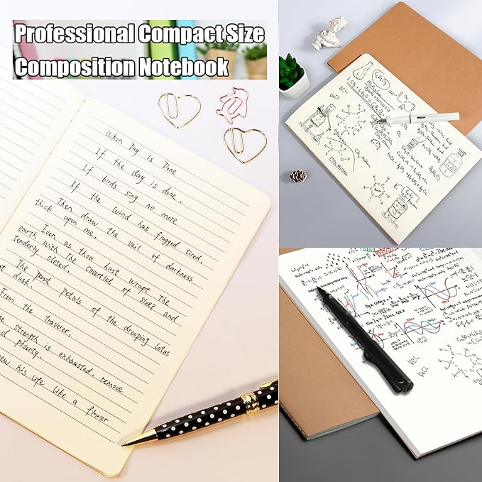 16 Pack Kraft Notebooks, Journals in Bulk for Writing, Blank Paper Sketchbooks, 60 Pages Notebook, 8.3x5.5 Inch, A5 Size, Travel Journal Set, for Gifts, Students and Office Supplies