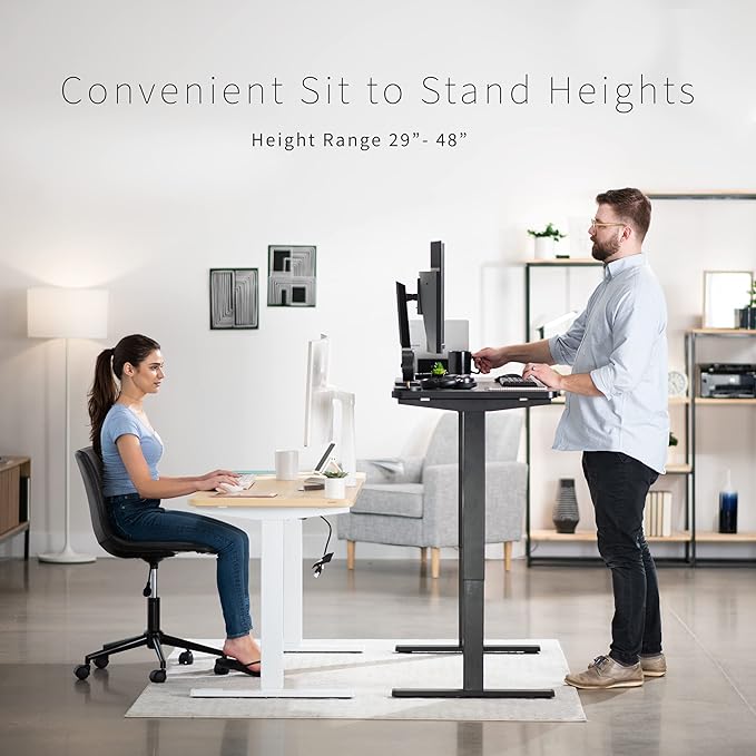 VIVO Electric 60 x 24 in Standing Desk, Memory Height Adjustment, 1B Series, One-Piece Dark Walnut Top, White Frame, DESK-KIT-1W6D