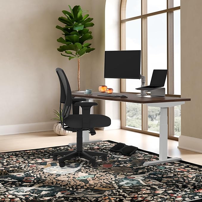 Lift It, 66"x30" Electric Height Adjustable Desk for Office or Home, Dual Motor, 4 Memory/USB Charging LED Control, Walnut Block Top and White Frame