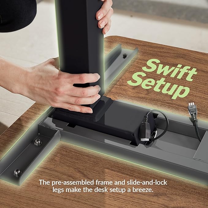 Vari ComfortEdge 48x30 Inch Adjustable Electric Standing Desk – Sit Stand VariDesk with Memory Presets, Sloped Edge, 220 LB Capacity + Tool-Free Assembly (Walnut/Black)