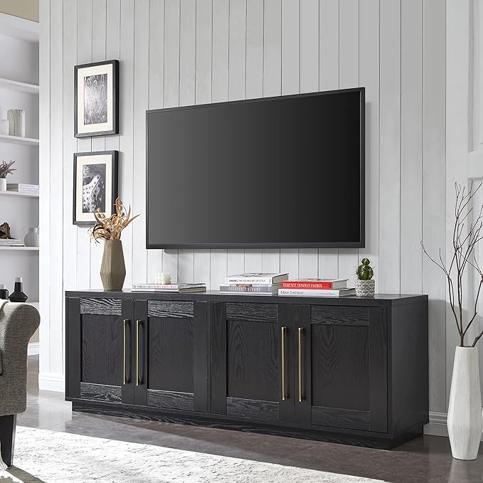 Henn&Hart Tillman Rectangular TV Stand for TV's up to 80" in Black Grain