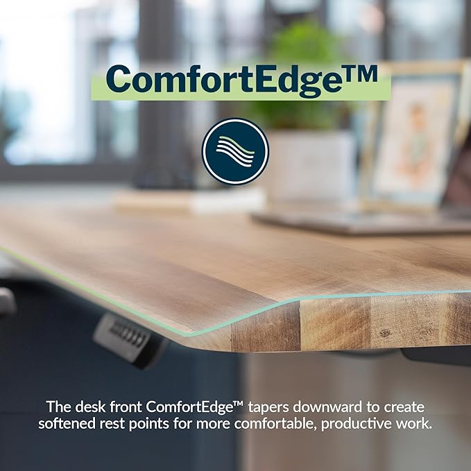 Vari ComfortEdge 48x30 Inch Electric Standing Desk – Height Adjustable Sit Stand VariDesk with Memory Presets, Sloped Edge, 220 LB Capacity + Tool-Free Assembly (Reclaimed Wood)