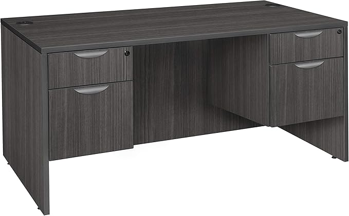 Regency Legacy Double Pedestal Desk with Four Drawers, 60", Ash Grey