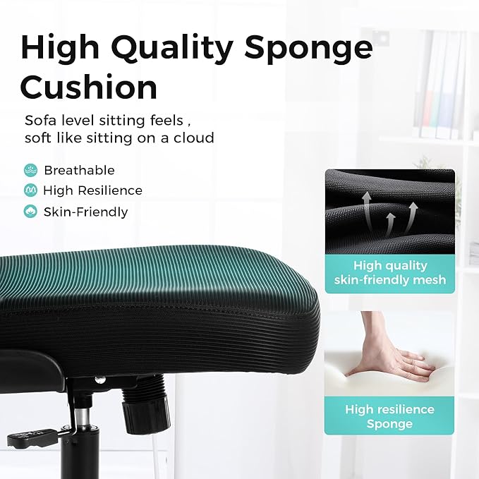 ALPHA HOME Ergonomic Office Chair with Massage Function&Coat Hunger, High-Back Mesh Computer Chair with Lumbar Support, Adjustable Height&Headrest&Flip-up Armrest, 360° Swivel Wheels, SGS Certified