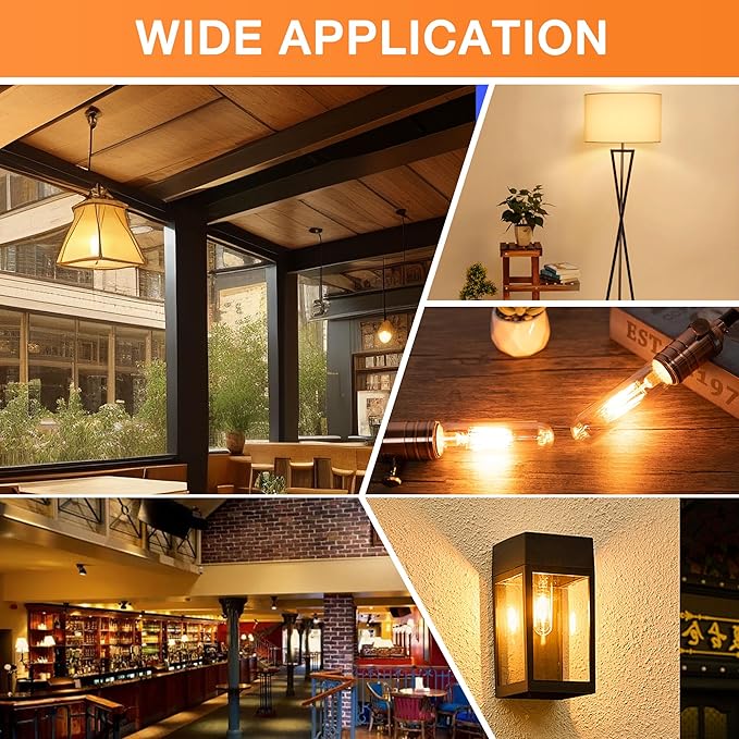 ToBeGreat T30 Light Bulbs 4 Watt Equivalent 40W Bulb E26 Tubular Bulbs T10 LED Bulb Warm White 2200K,Desk Lamp,Bedbroom Bathroom Dimmable,Chandelier (Amber, 5 in (2pack))