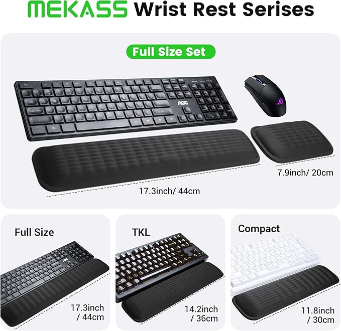 MEKASS Keyboard Wrist Rest, Soft Memory Foam Wrist Support for Keyboard, Keyboard Hand Rest Pad for Wrist Pain Relief, Keyboard Wrist Guard for Long Hours of Work, Gaming, Studying(Gray)