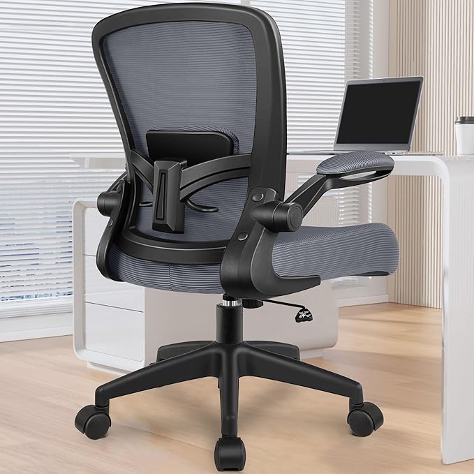 FelixKing Office Chair, Ergonomic Desk Chair Breathable Mesh Chairs Adjustable High Back Lumbar Support Flip-up Armrests, Executive Rolling Swivel Comfy Computer Chairs Home Office Slate Gray
