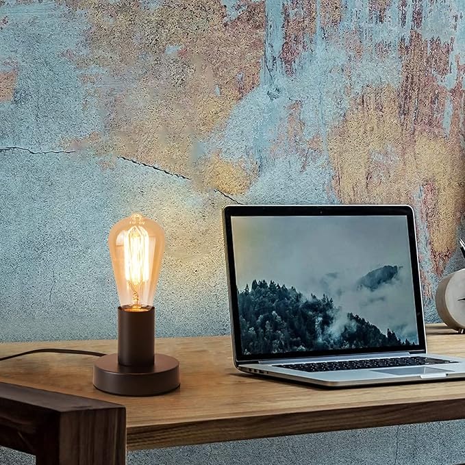 Vintage Table Lamp, Industrial Desk Lamp Small Retro Night Light Steampunk E26 Lamp Holder for Home Lighting Decor, Cafe Bar, Studio Antique Decor, Black (Without Bulb)