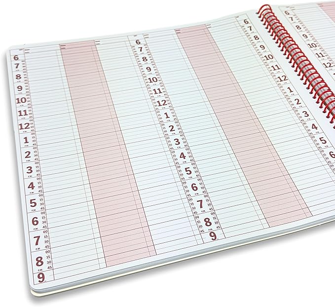 Portage 6 Column Appointment Book - Large 12.75" x 13.5" Daily & Hourly Planner - Spiral Notebook Organizer for Scheduling Appointments