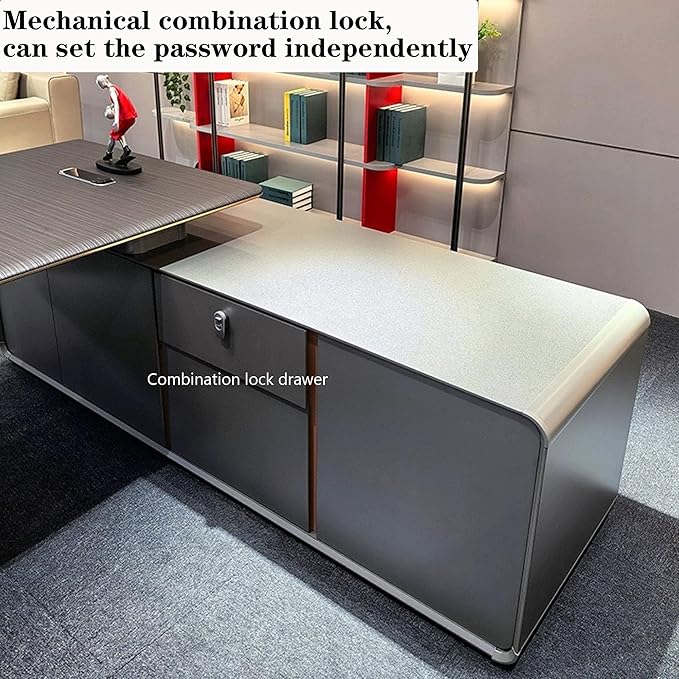 Modern Executive Desk, 102.4 inch L Shaped Desk with Storage, L Shape Corner Desks with Drawers No Installation Required Without Display Racks and Bookshelves