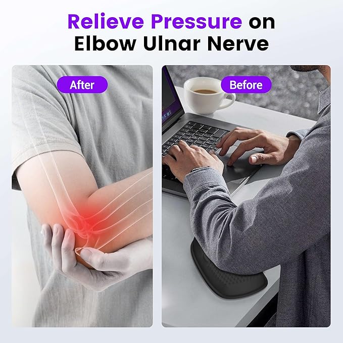 MEKASS Elbow Rest Pads for Desk, Thicken Large Size Elbow Pads with Soft Memory Foam and Non-Slip Silicone Base, Armrest Pad Wrist Rest Pad for Home, Office, and Games (2 pcs)