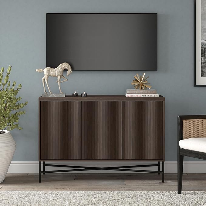 Henn&Hart 48" Wide Rectangular Buffet Table in Warm Brown, for Home, Living Room, Bedroom, Entertainment Room, Office