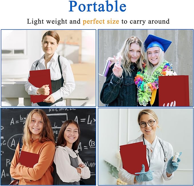 Zzrywuty 100 Packs Paper Folders with Pockets for Students,Businessmen and Office Workers,Letter Size,Two Pocket Folders with Card Slot for Office,Business,School Supplies (Red)