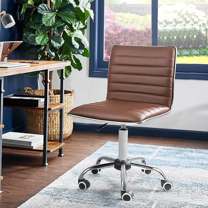 JUMMICO Office Chair Mid Back Task Chair Adjustable Home Computer Executive Desk Chair with 360° Swivel (Brown)