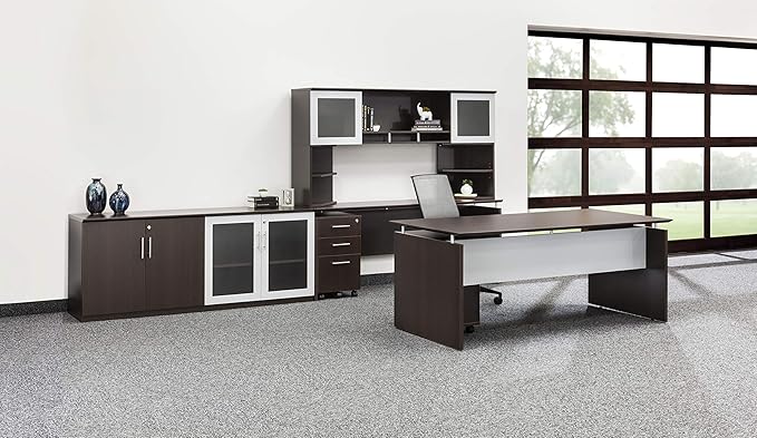 Mayline MNDS63LDC Medina Straight Edge Desk, 63"W, Mocha Laminate