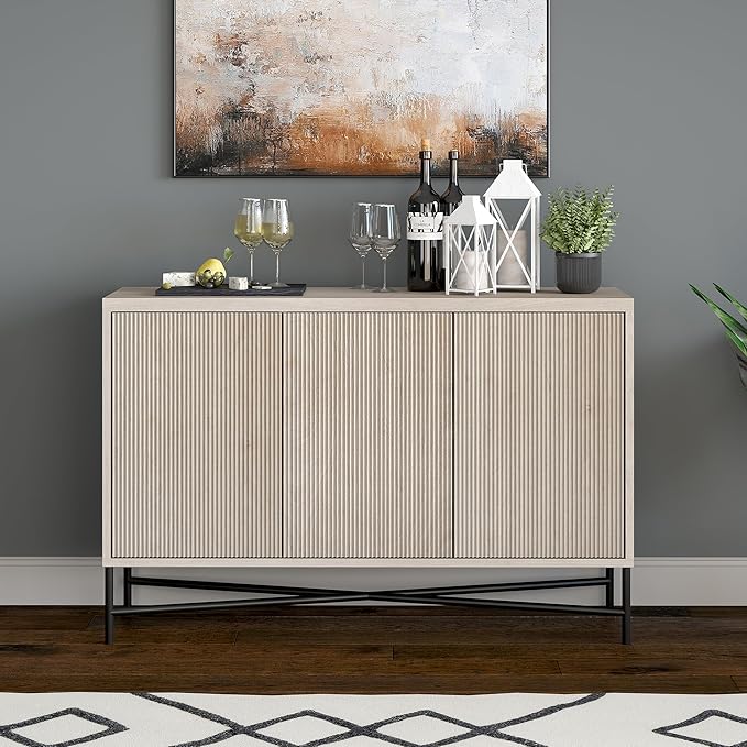 Henn&Hart 48" Wide Rectangular Buffet Table in Alder White