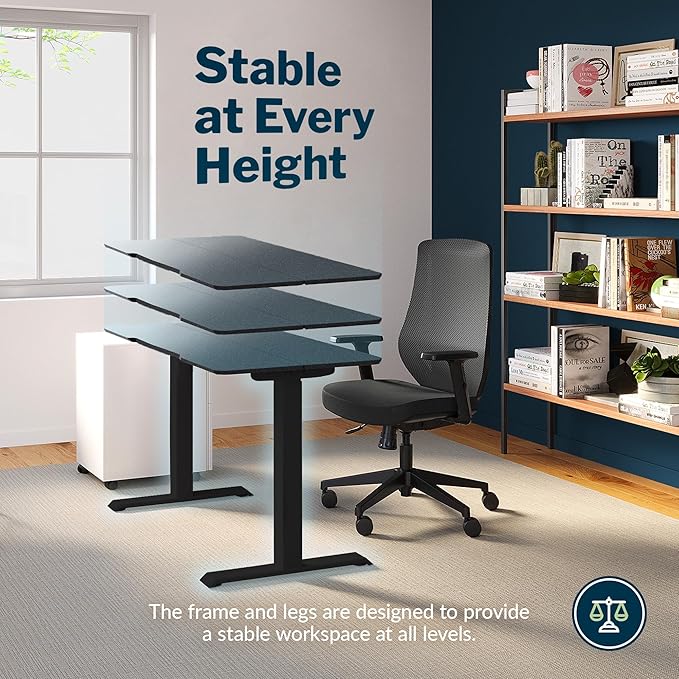 Vari Essential Electric Standing Desk for Home Office – 48x24 - White (Black)