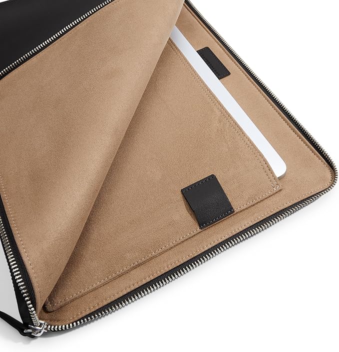 Leatherology Black Onyx Leatherolgy Zippered Document Holder with Interior Pocket for Tablet