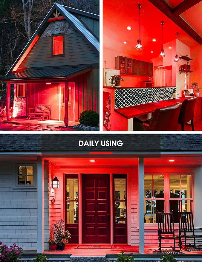 LOHAS Red Flood Light Bulbs, Christmas LED BR30 Pure Red Flood Light Indoor 65W Equivalent, 11 Watt Colored Can Light Bulbs E26, for New Year, Home Lighting, Holiday Party Decoration, 2 Pack