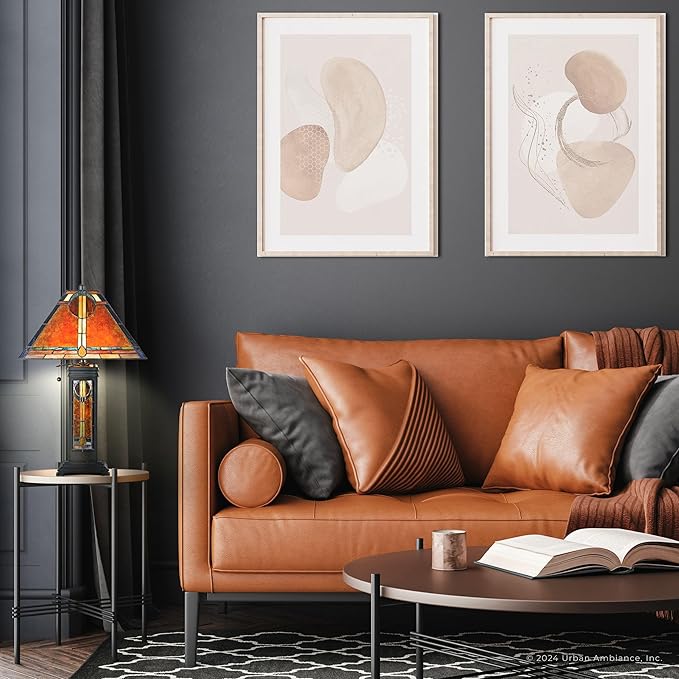 Urban Ambiance Luxury Tiffany Table Lamp, Large Size: 23''H x 14.5''W, with Mediterranean Style Elements, Valiant Bronze Finish, UQL7040 from The Southwark Collection