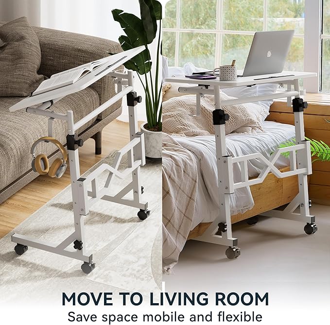 Treadmill Desk, 29.5-45.3 Inch Adjustable Height Small Standing Desk for Walking Pad, Portable Standing Table with a Cup Holder and a Hook for Home Office