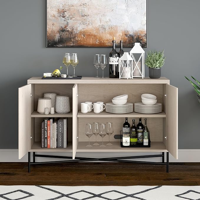 Henn&Hart 48" Wide Rectangular Buffet Table in Alder White