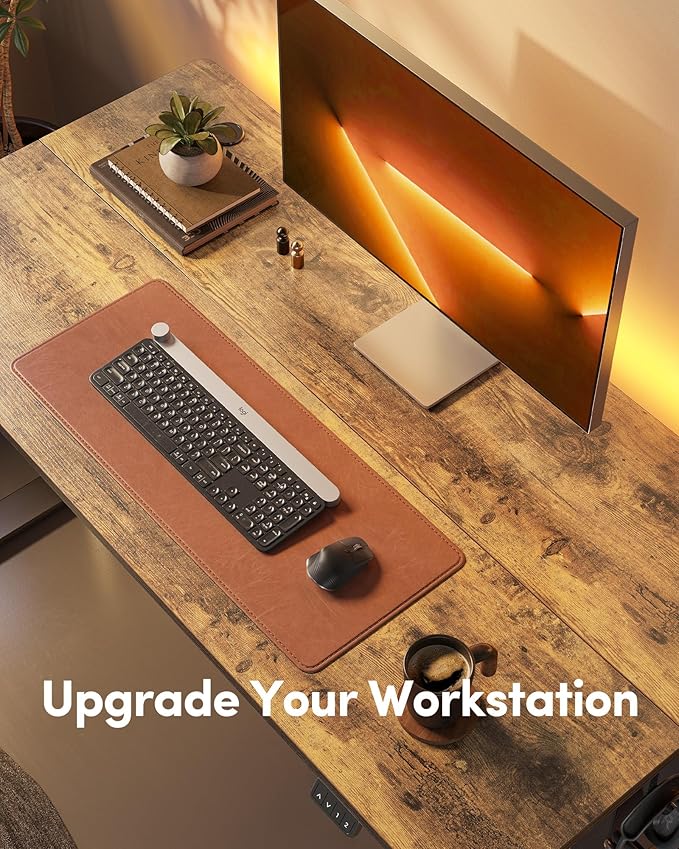 Cubiker Standing Desk, Stand up Height Adjustable Home Office Electric Desk, 40 x 24 Inch Sit Stand Desk with Splice Board, Rustic Brown Desktop