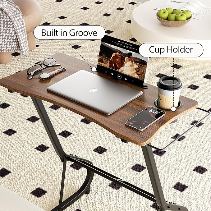 GRLEAF Adjustable Height Standing Desk for Walking Pad Treadmill, Desk for Laptop with Cup Holder, Desk for Bike/Cycling, Used for Bedrooms and Offices (Vintage Brown)