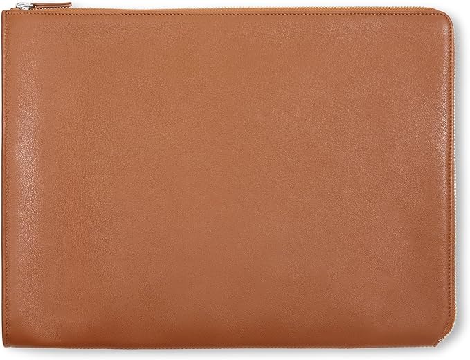 Leatherology Cognac Leatherolgy Zippered Document Holder with Interior Pocket for Tablet