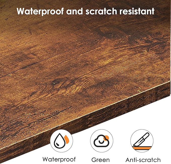 Need 63 Inch Large Computer Desk - Modern Simple Style Home Office Gaming Desk, Basic Writing Table for Study Student, Black Metal Frame, Rustic Brown