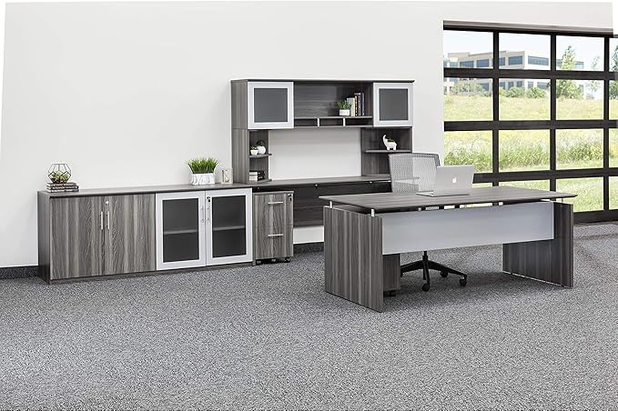 Mayline MNDS72LGS Medina Straight Edge Desk, 72"W, Gray Steel Laminate
