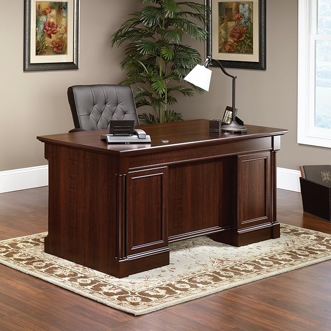 Sauder Palladia Executive Desk, L: 65.12" x W: 29.53" x H: 29.61", Select Cherry