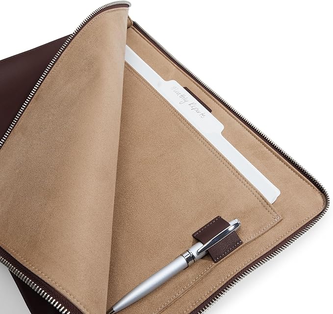 Leatherology Brown Leatherolgy Zippered Document Holder with Interior Pocket for Tablet