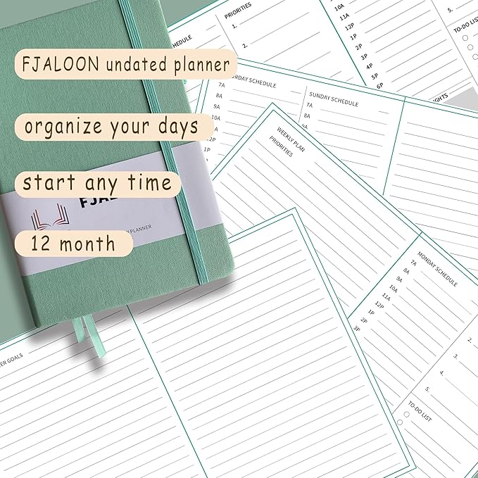 Undated Planner a5 Time Management, 2025-2026 Planner Undated Weekly And Monthly, Organize Your Days Start Anytime and ADHD Friendly (Light Blue)