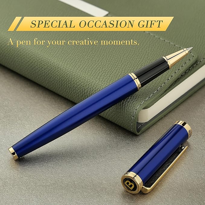 BEILUNER Luxury Rollerball Pen,24K Gold Trim,Noble and Elegant Designs,Schneider Ink Refill, Best Roller Ball Pen Gift Set for Men & Women, Professional, Executive Office, Nice Pens