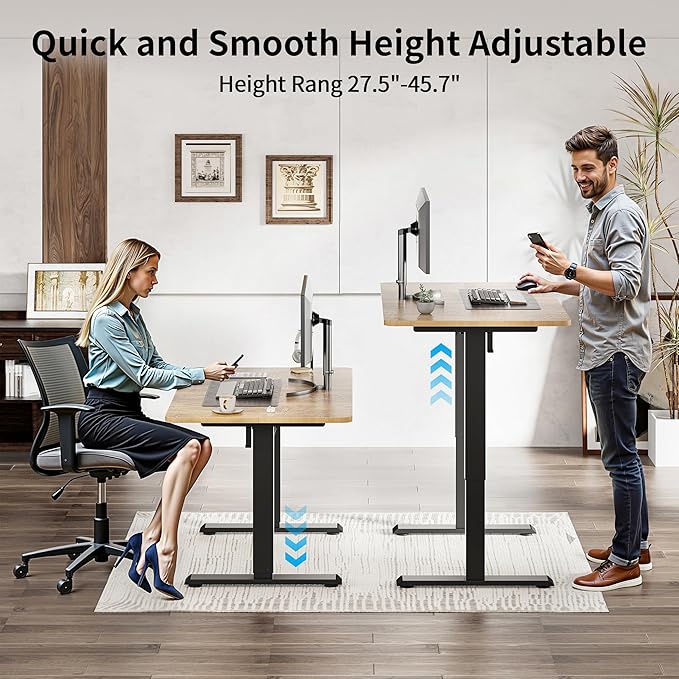 BIZUM 40x24 Inch Electric Standing Desk with Memory Presets, Quiet Motor Height Adjustable Stand Up Desk for Home Office & Gaming, Ergonomic Sit Stand Workstation,Light Rustic Brown