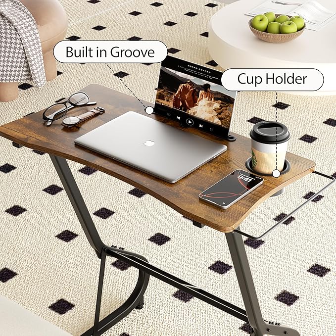 GRLEAF Adjustable Height Standing Desk for Walking Pad Treadmill, Desk for Laptop with Cup Holder, Desk for Bike/Cycling, Used for Bedrooms and Offices (Rustic Brown)