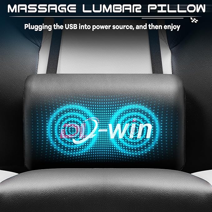 Meilocar Gaming Chair with Footrest, Video Game Chair for Adults Ergonomic Big and Tall Computer Chairs with Massage Lumbar Support 330lbs Weight Capacity, 360° Swivel Seat (White)