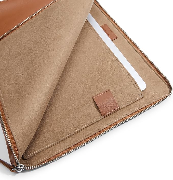 Leatherology Cognac Leatherolgy Zippered Document Holder with Interior Pocket for Tablet