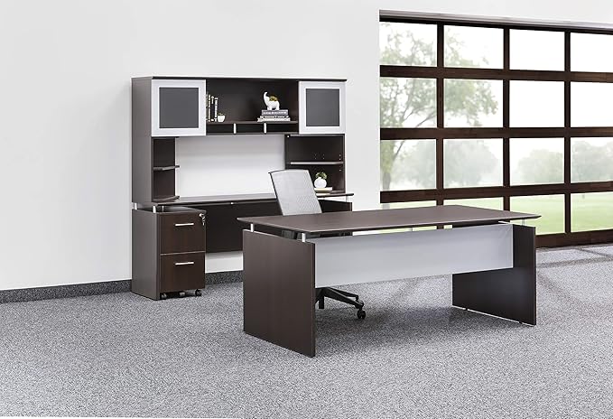 Mayline MNDS63LDC Medina Straight Edge Desk, 63"W, Mocha Laminate
