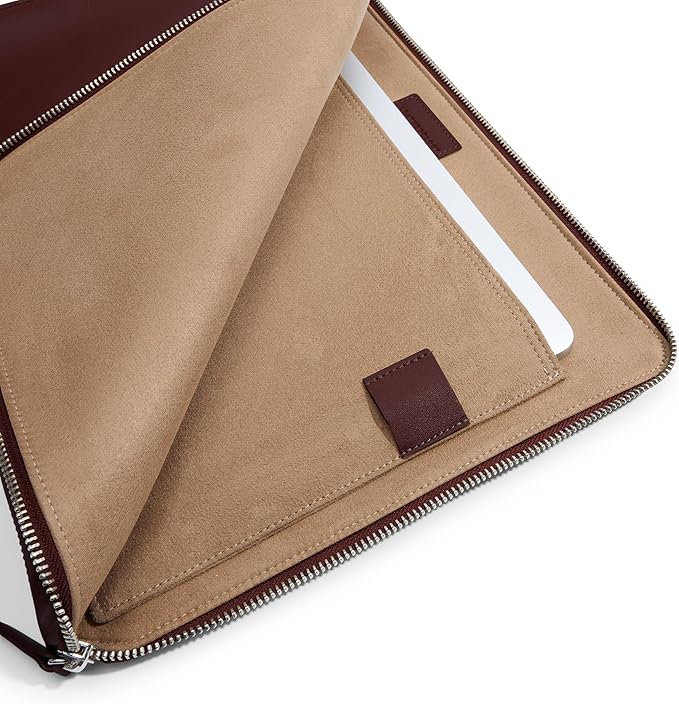 Leatherology Bordeaux Leatherolgy Zippered Document Holder with Interior Pocket for Tablet
