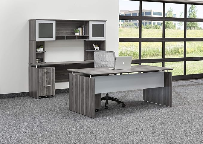 Mayline MNDS72LGS Medina Straight Edge Desk, 72"W, Gray Steel Laminate