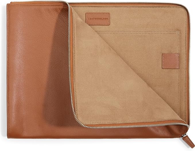 Leatherology Cognac Leatherolgy Zippered Document Holder with Interior Pocket for Tablet