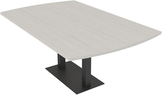 SKUTCHI DESIGNS INC. 6 Person Arc Rectangle Conference Table | Matte Black Square Metal Base | Harmony Series Meeting Tables for Offices, Training Rooms, and Homes | Lakeland Salt – 6 Ft