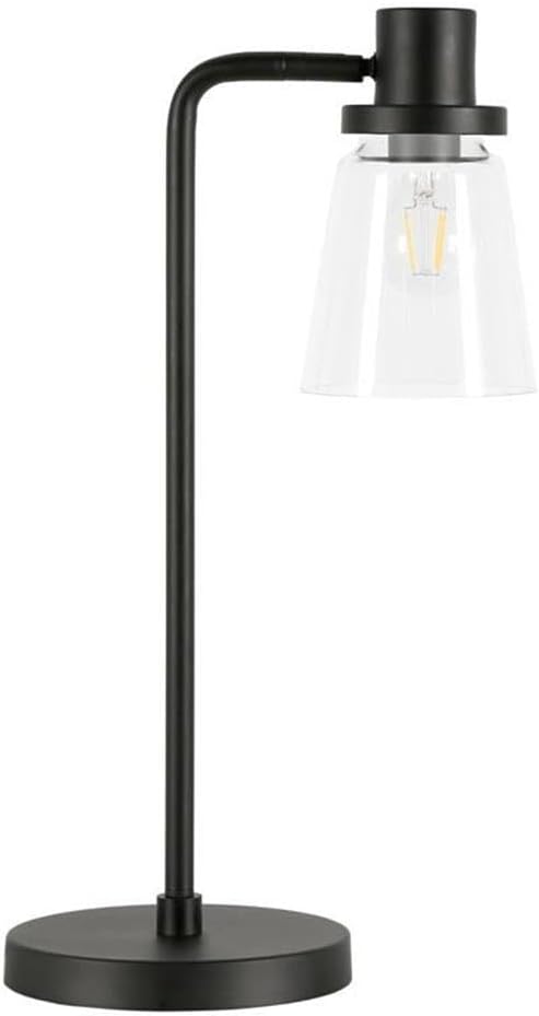Granville 21" Tall Table Lamp with Glass Shade in Blackened Bronze/Clear